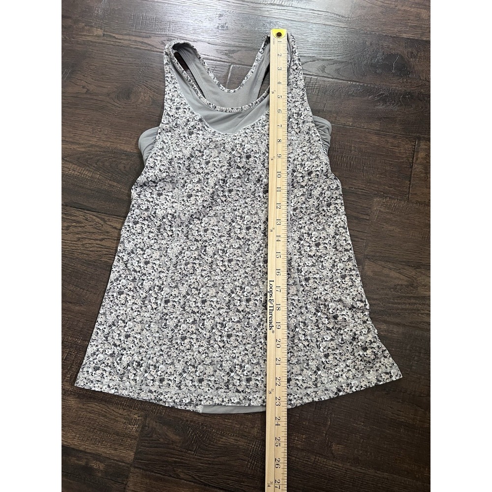 Lululemon Gray Floral Turbo Tank Top Racerback Ruched 4 Bra Athletica Run Tennis - Picture 9 of 10